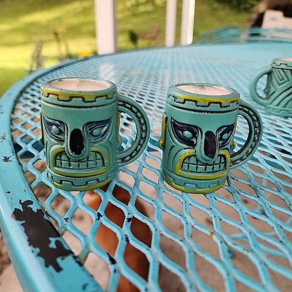 Quon-Quon Tiki Vintage Ceramic 7 Piece Rum Decanter & Shot Mugs - Picture 12 of 16